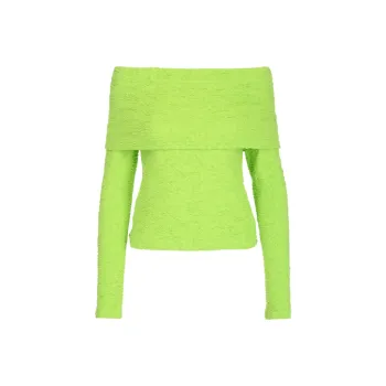 MSGM Embossed Off-Shoulder Long Sleeved Top