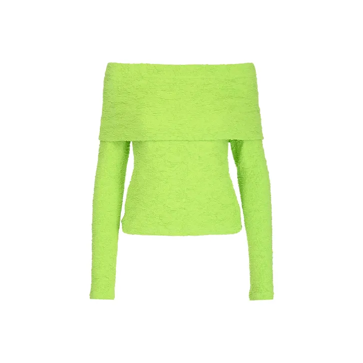 MSGM Embossed Off Shoulder Long Sleeved Top-0