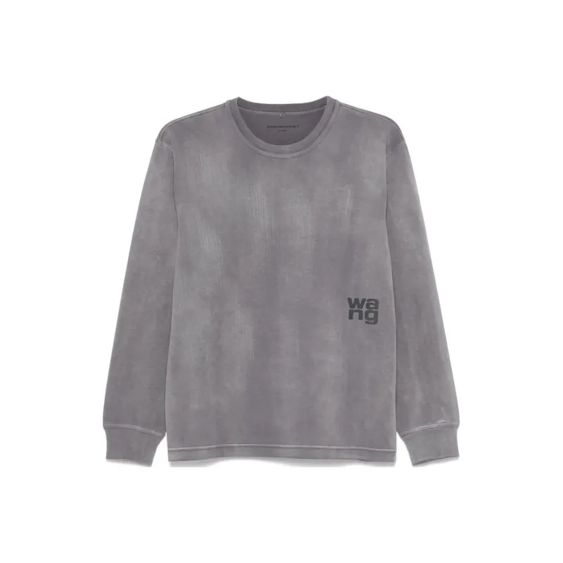 Alexander Wang Essential Puff Logo Jersey Long Sleeve Tee Washed Asphalt-0