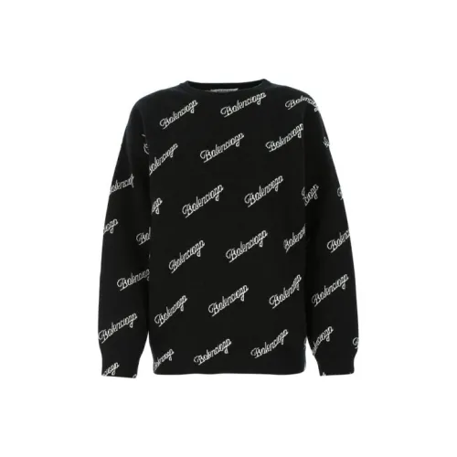 Balenciaga Script Logo Crewneck 'Black/White'
