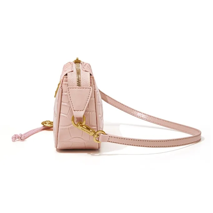 CinvaiKrose Synthetic Leather Baguette Shoulder Bag, Crossbody Bag, Shoulder Bag Small Size Women's Pink/Silver-4
