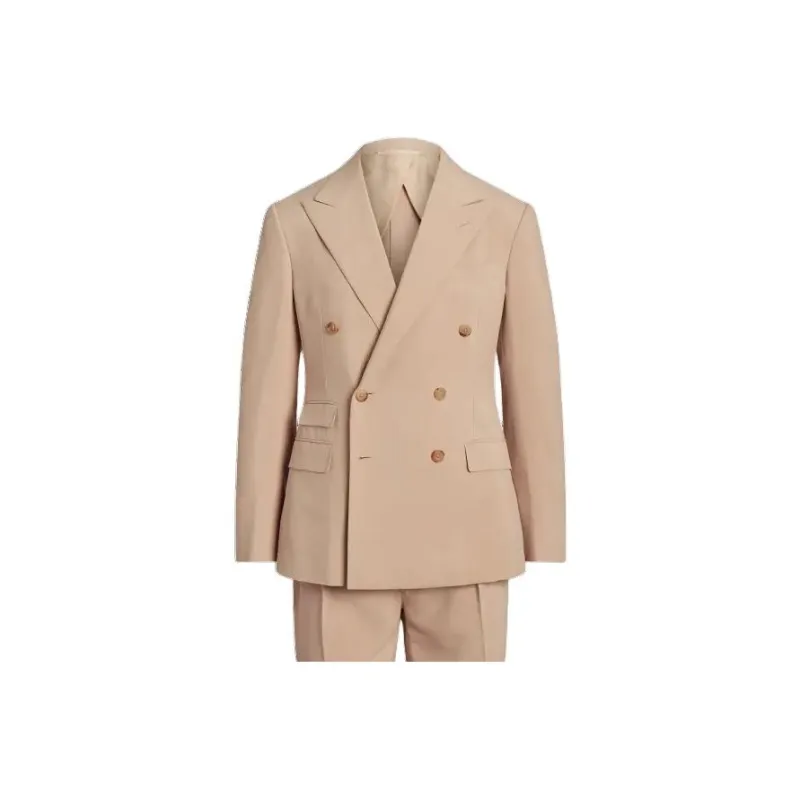 Polo Ralph Lauren Kent Handmade Silk Shantung Suit Business Suits Men's Khaki-0