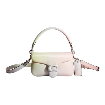 COACH Pillow Nappa Leather Cloud Bag Portable Crossbody Bag Shoulder Bag Small Size Women's Green & Pink