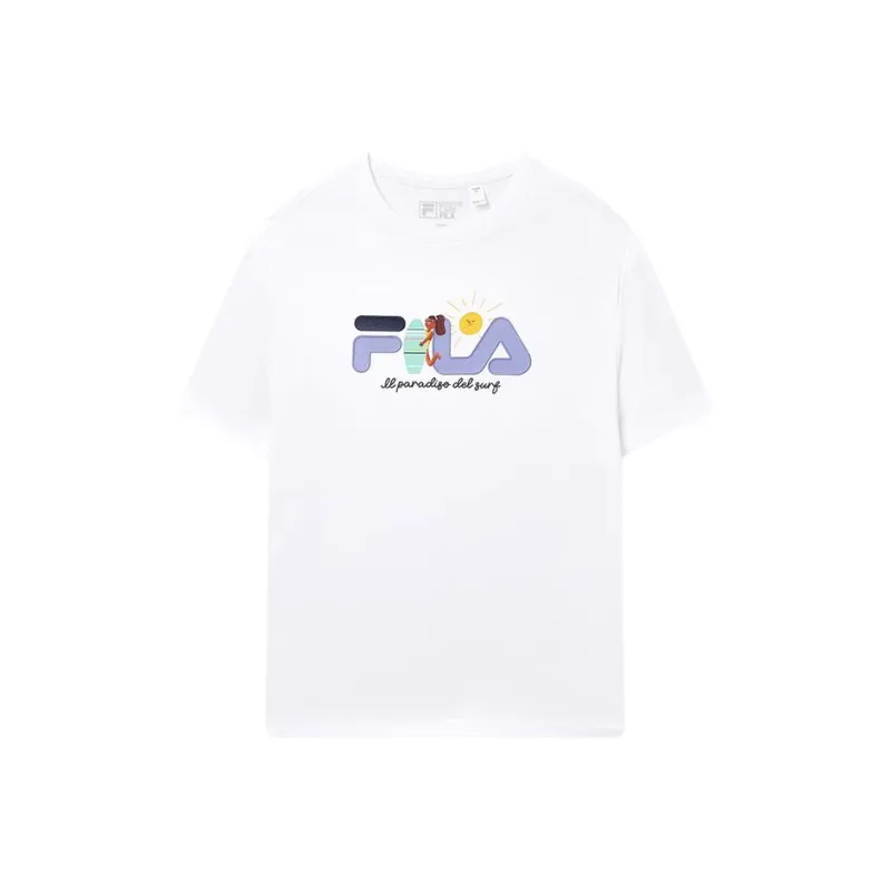 FILA Drop Shoulder Sleeve T-Shirt Women's Standard White-0