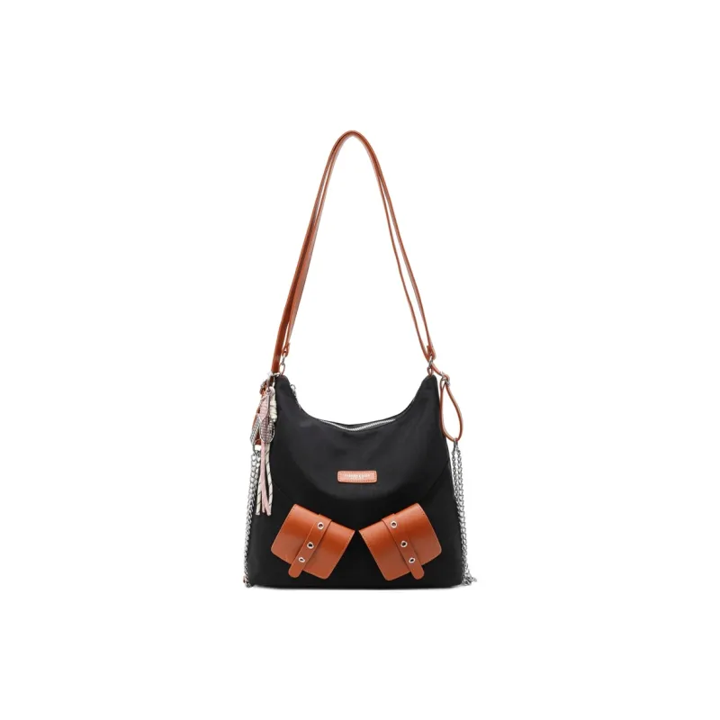 SEVENMOONS Nylon Shoulder Bag Women's Black-0