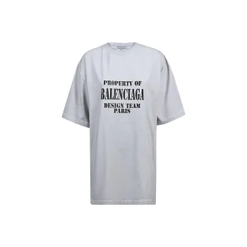 Balenciaga Drop Shoulder Sleeve T Shirt Women's Light Gray Regular Fit