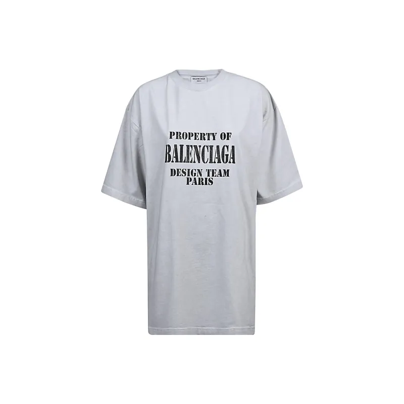 Balenciaga Drop Shoulder Sleeve T Shirt Women's Light Gray Regular Fit-0