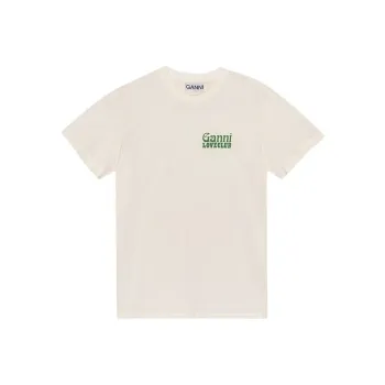 GANNI Logo Printed Crewneck T Shirt