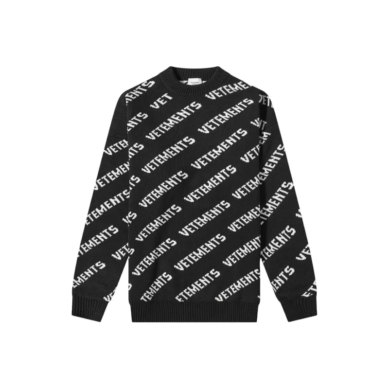 Vetements Allover Logo Crew Sweat Black/White-0