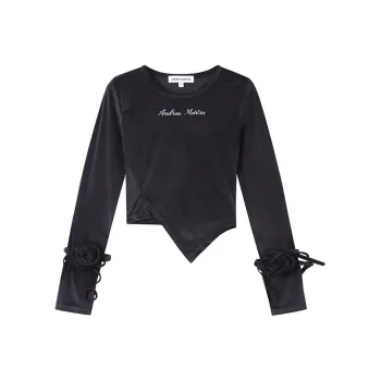ANDREA MARTIN Crop Tops Women's Black