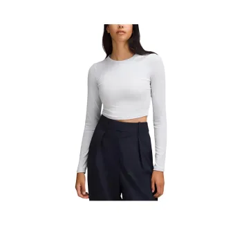 Lululemon Hold TightLong Sleeve Straight Hem Cropped Shirt Crop Top Women's Mixed Color Core Super Light Gray