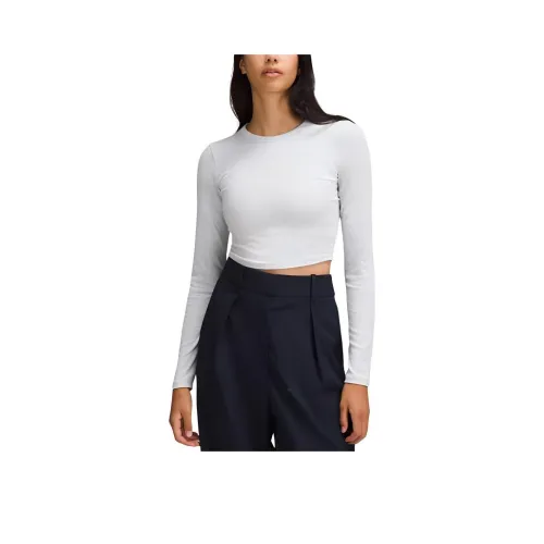 Lululemon Hold TightLong Sleeve Straight Hem Cropped Shirt Crop Top Women's Mixed Color Core Super Light Gray