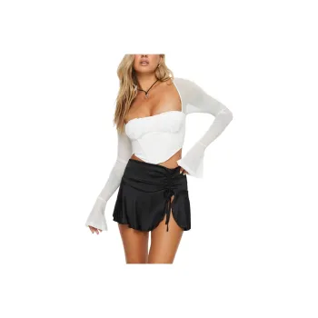 PRINCESS POLLY LAURIE LONG SLEEVE TOP Crop Tops Women's White/White