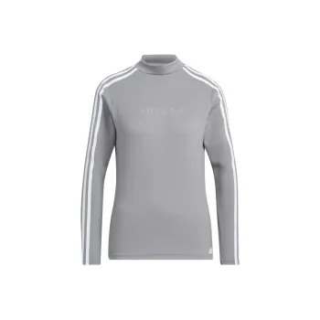 Adidas Aeroready 3-Stripes Mock Neck Long Sleeve Shirt T-Shirt Women's Gray