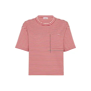 Brunello Cucinelli Striped Jersey Cropped T Shirt