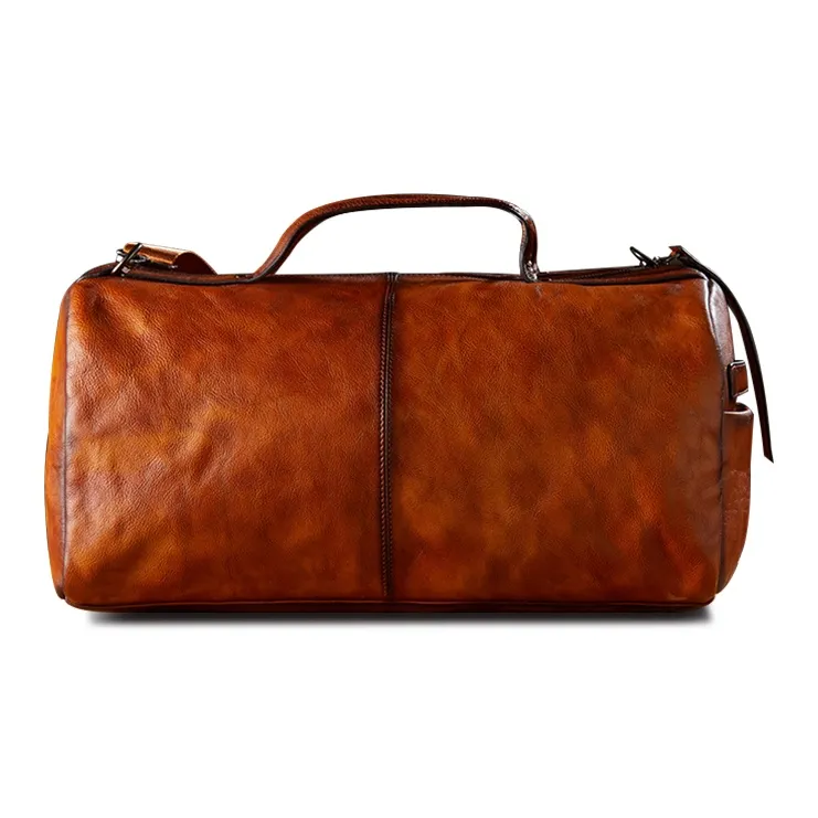 Simple&nature Cow Leather Travel Bag Unisex Light Brown-5