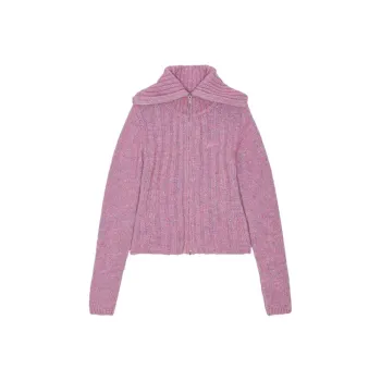 GANNI Highneck Zip Cardigan