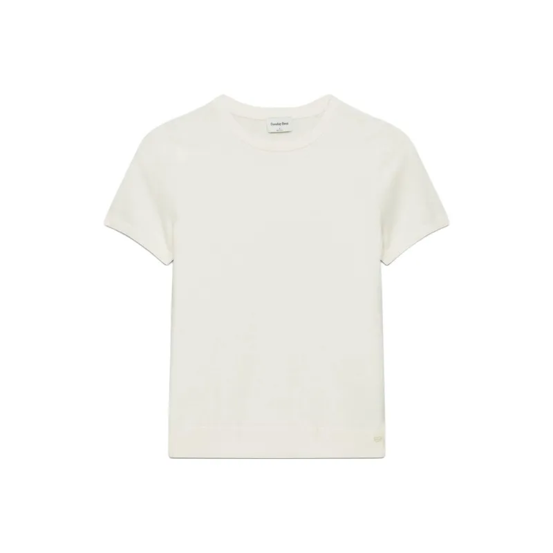 ARITZIA Sunday Best Malva Shortsleeve Sweater Sweater Women's Whisper White-0