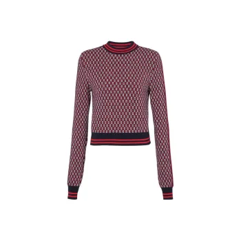 BALMAIN Cropped Monogrammed Knit Jumper