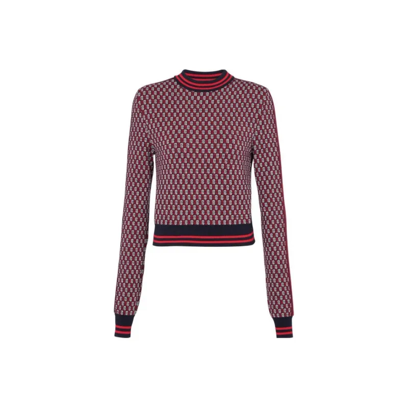 BALMAIN Cropped Monogrammed Knit Jumper-0