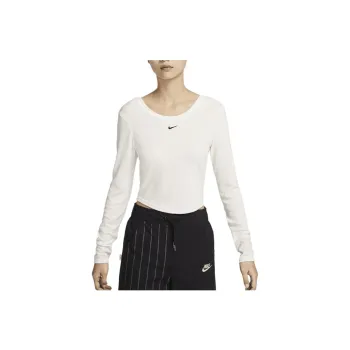Nike Sportswear Chill Knit Women's Tight Scoop Back Long Sleeve Mini Rib Top White