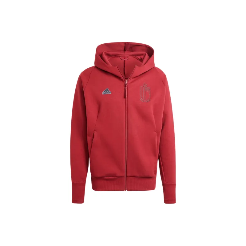 Adidas BELGIUM TRAVEL FULL-ZIP HOODIE Soccer Jerseys Men's Burgundy-0