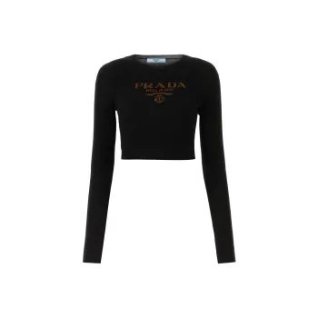 PRADA Intarsia knitted Logo Top