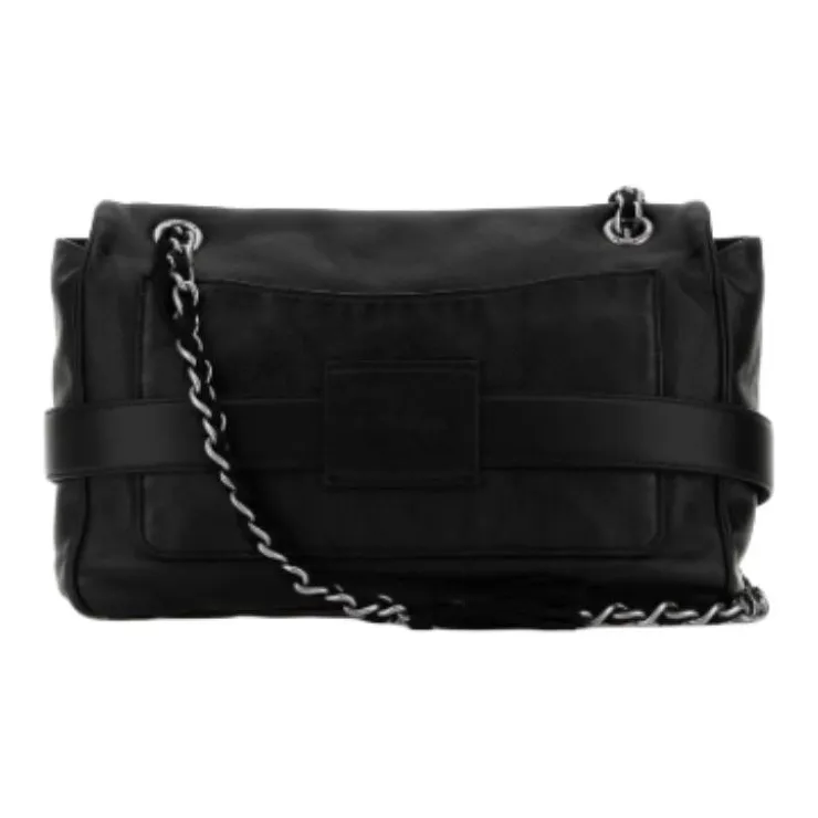Balenciaga Leather Shoulder Bag Women's Black-3