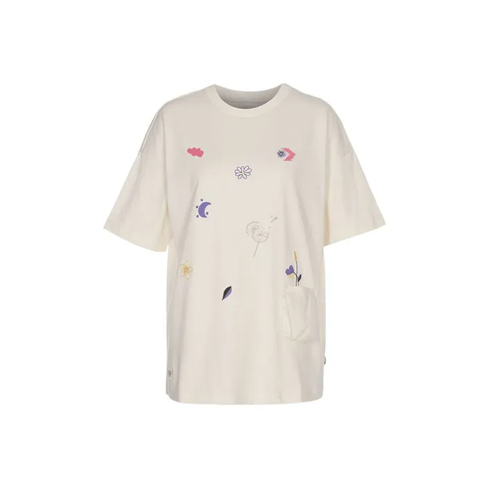 Converse Drop Shoulder Sleeve T Shirt Women's Ecru-0