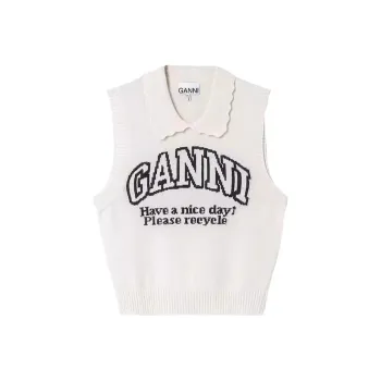 GANNI Logo Intarsia Knit Vest