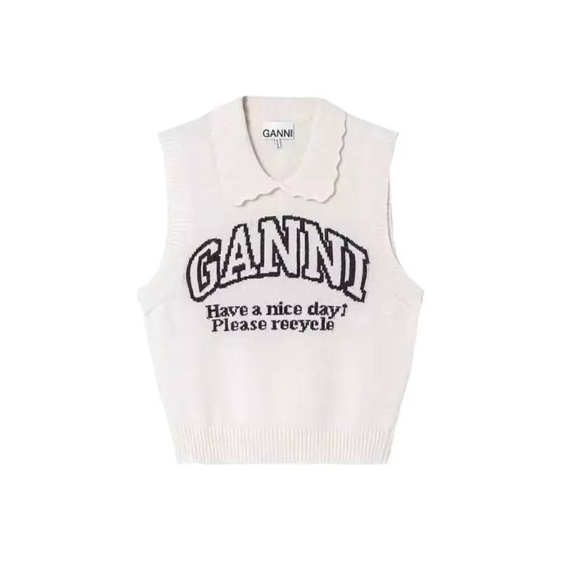 GANNI Logo Intarsia Knit Vest-0