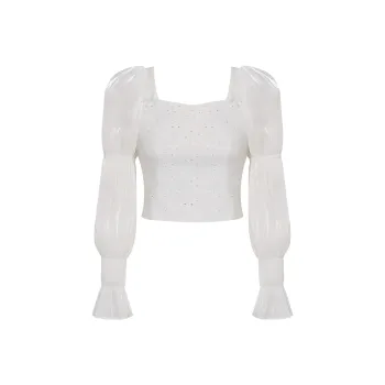 TAMMY TANGS Puff Sleeve T Shirt Women's White
