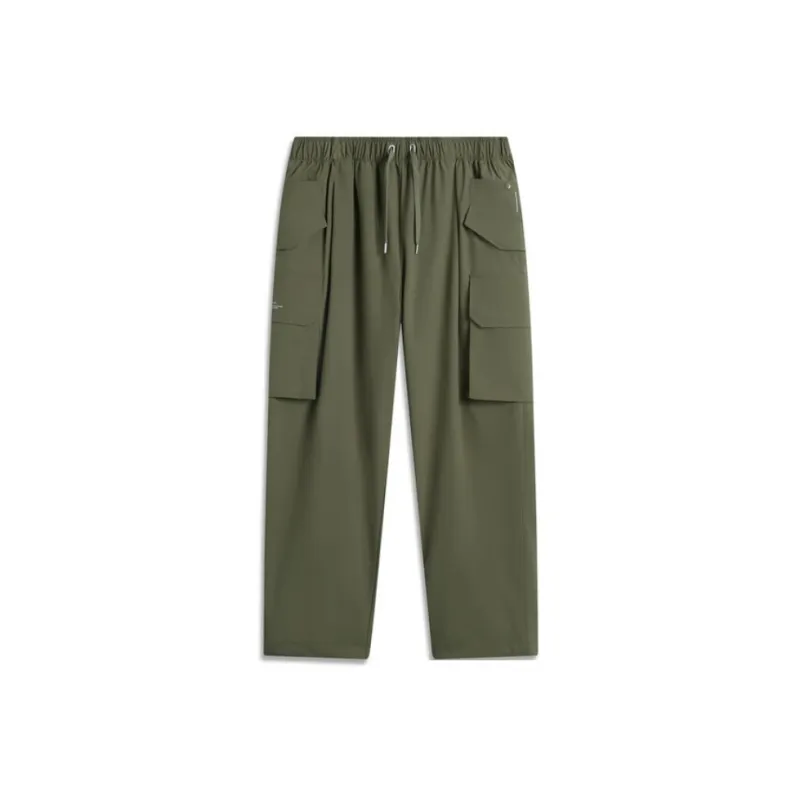 LiNing Sports Life Collection Sports Pants Men's Army Canvas Green-0