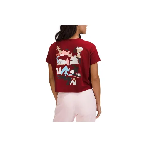 Lululemon Drop Shoulder Sleeve T Shirt Women's Red