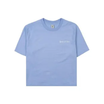 SPORTY & RICH Italic Logo Cropped Cotton T shirt