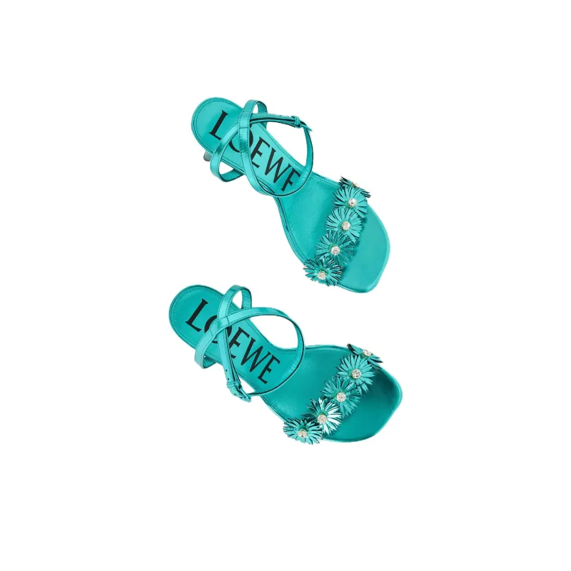 LOEWE Petal One Strap Sandals 9cm Women's Turquoise-2