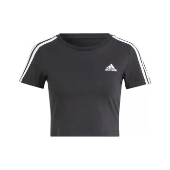 adidas Women's Essentials 3 Stripes Colorblock Tee Black