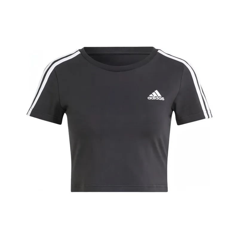 adidas Women's Essentials 3-Stripes Colorblock Tee Black-0