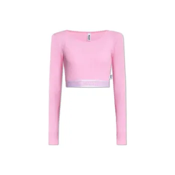 MOSCHINO Long Sleeved Cropped Ribbed Top