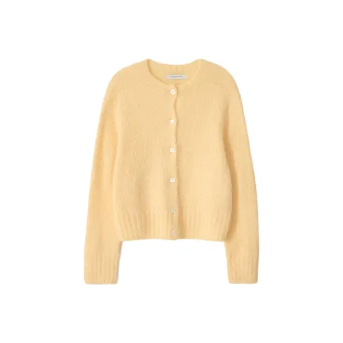 NOTHING WRITTEN Alpaca Knit Cardigan Sweater Women's Egg Yellow