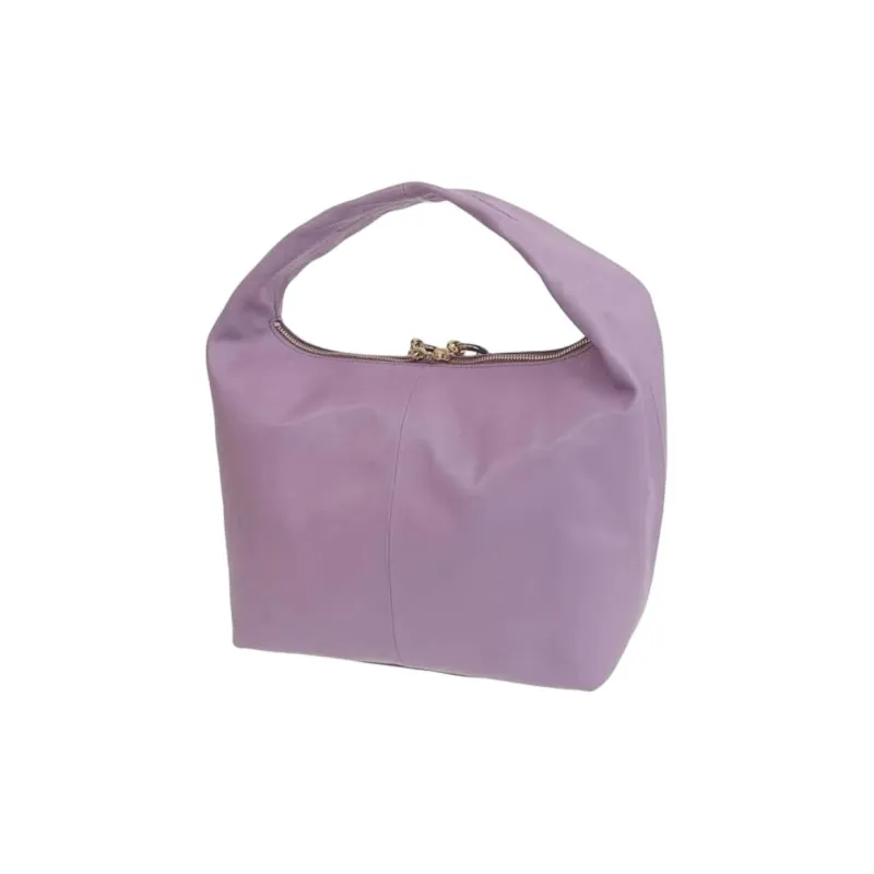 Furla Ginger Solid Color Smooth Leather With Logo Details Hobo Bag Shoulder Bag Small Size Women's Purple-3