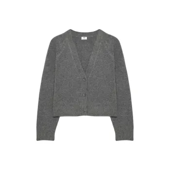 ARITZIA FW24 Tna Perry Cardigan Sweater Women's Heather Charcoal/Stone Phoebe Zhennan Charcoal