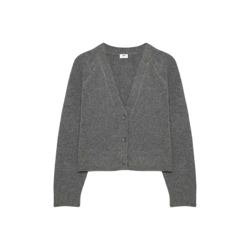 ARITZIA FW24 Tna Perry Cardigan Sweater Women's Heather Charcoal/Stone Phoebe Zhennan Charcoal-0