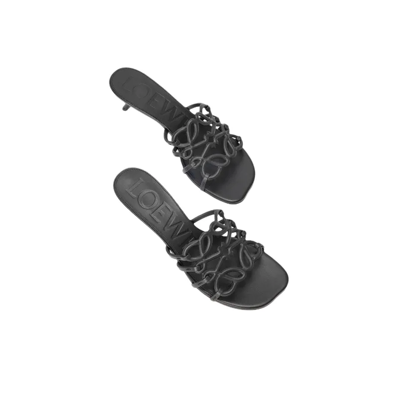LOEWE Petal Slide Slippers 4.5cm Women's Black-3