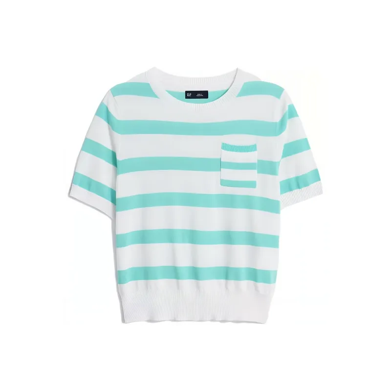 GAP Regular T Shirt Women's Green Stripes-0