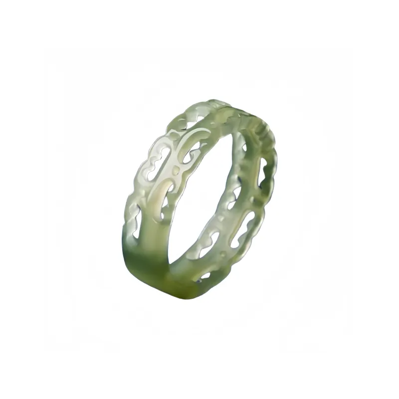 MY WORLD BEGINS AND ENDS WITH YOU Hetian Jade Rings Pale Greenish White Jade Unisex-5
