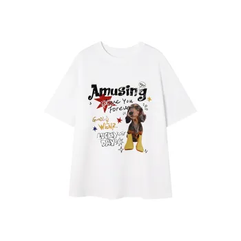 Ning Cai Yuer Drop Shoulder Sleeve T Shirt Women's White