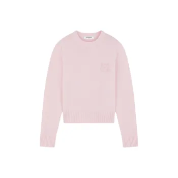 Maison Kitsune Bold Fox Head Embroidered Cropped Jumper
