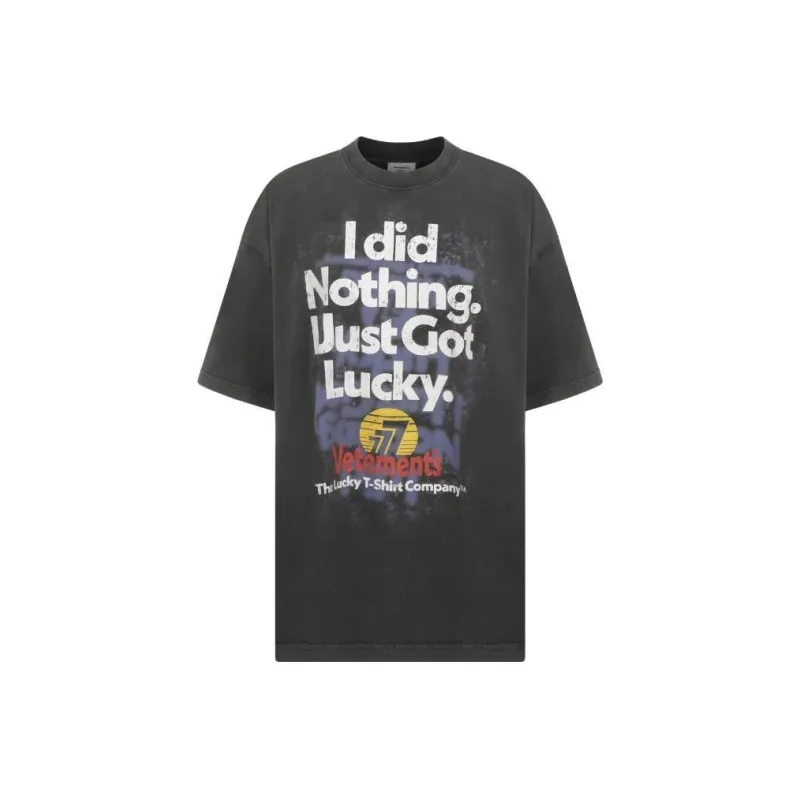 Vetements I Got Lucky T Shirt 'Washed Black'-0
