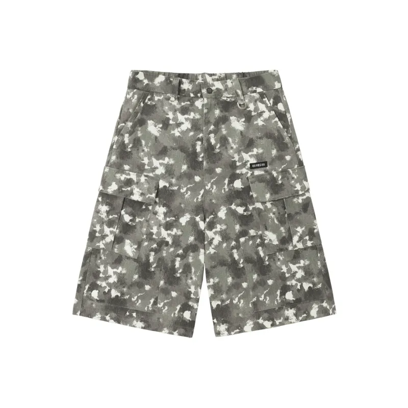 UNVESNO Casual Shorts Unisex Camouflage Gray-0